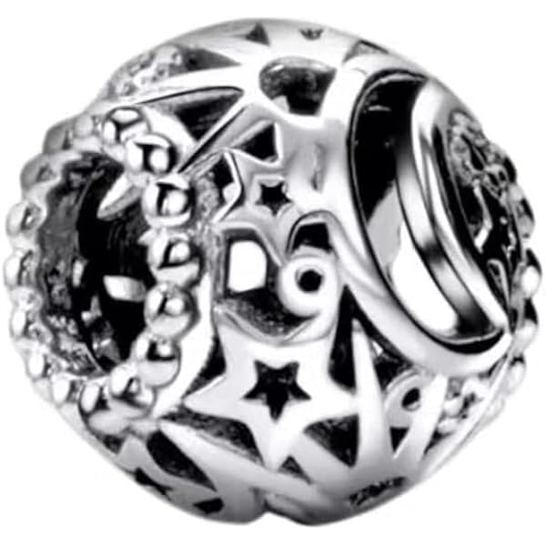 Smycken presenter for kvinnor, Sterling Silver hängande halsband, 925 Sterling Silver Hollow Beads 12 Constellations Stars Fortune Beads For Women Smycken att göra passform Originalarmband (Färg: Enfä